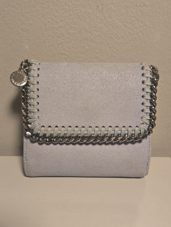Stella McCartney Handbags - Stella McCartney light gray/blue mini chain-trim wallet